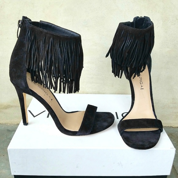Layered Fringe Suede Via Spiga Sandals - Picture 4 of 8